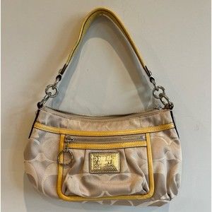 Coach Beige and Yellow Shoulder Bag